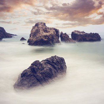 large rocks mist