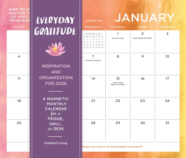 Everyday Gratitude 2026 Magnetic Wall Calendar