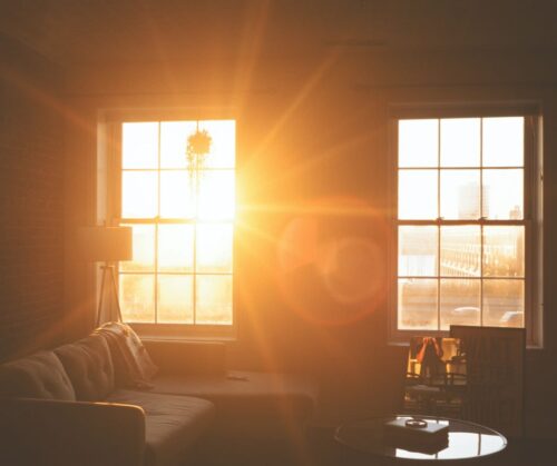 Sun shining through two windows
