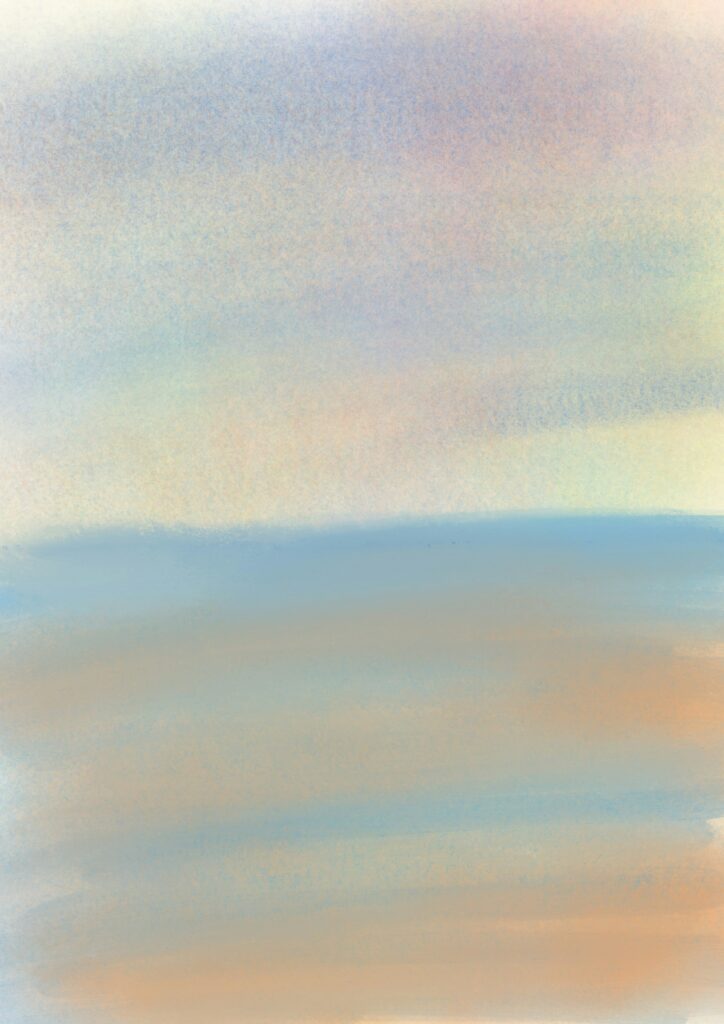 Painted of a muted blue and orange sky